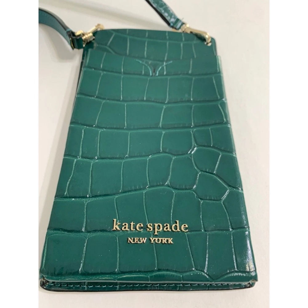 Kate Spade Teal Croc-Embossed Crossbody Bag
